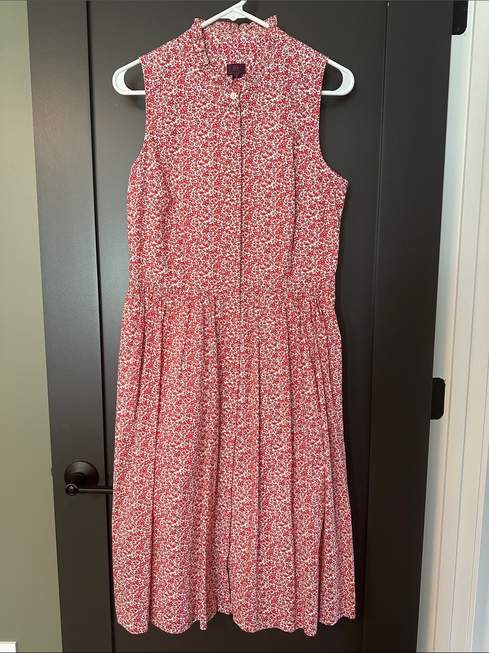 J.Crew Sleeveless Ruffleneck Midi Dress in Liberty® Chamomile Floral